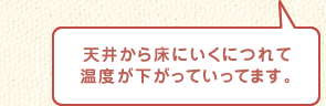 足元から暖かく、頭の先まで均一に温度がひろがっていることがわかります。